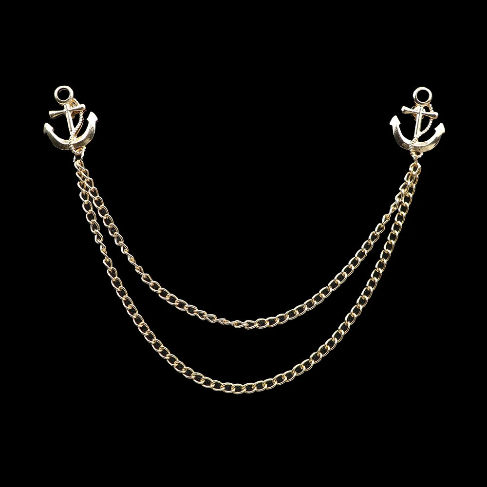 Fashion Gentleman Tassel Brooch – Men’s Suit & Shirt Lapel Pin with Chain, Pearl & Star for Wedding or Party