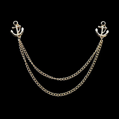 Fashion Gentleman Tassel Brooch – Men’s Suit & Shirt Lapel Pin with Chain, Pearl & Star for Wedding or Party