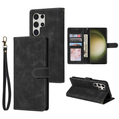 Magnetic Leather Wallet Case for Samsung Galaxy S25 Ultra–S8 – Skin-Friendly Flip Cover with Card Slots & Stand Function