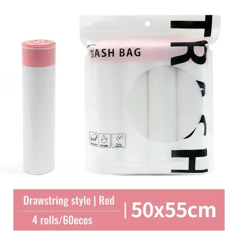Garbage Bags with Drawstring – Transparent Disposable Bags for Household, Kitchen & Dorm Use, 3 Size Options