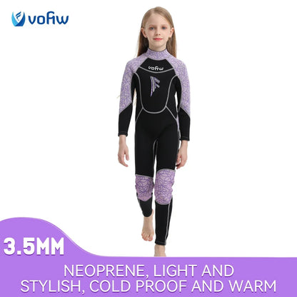 Children's 2mm/3mm Neoprene Wetsuit – One-Piece Long Sleeve Diving Suit for Cold Protection, Sunscreen, Surfing, Swimming & Snorkeling