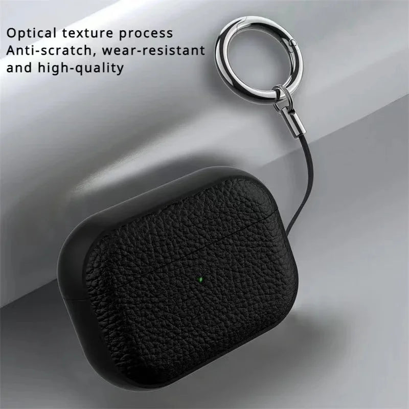 Leather Texture Case for Apple AirPods 1–4 & Pro — Protective Wireless Earphone Cover Anti-Lost