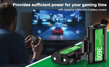 BEBONCOOL 2x3600mWh Rechargeable Batteries for Xbox One & Series S/X Controllers | Xbox Accessories Pack
