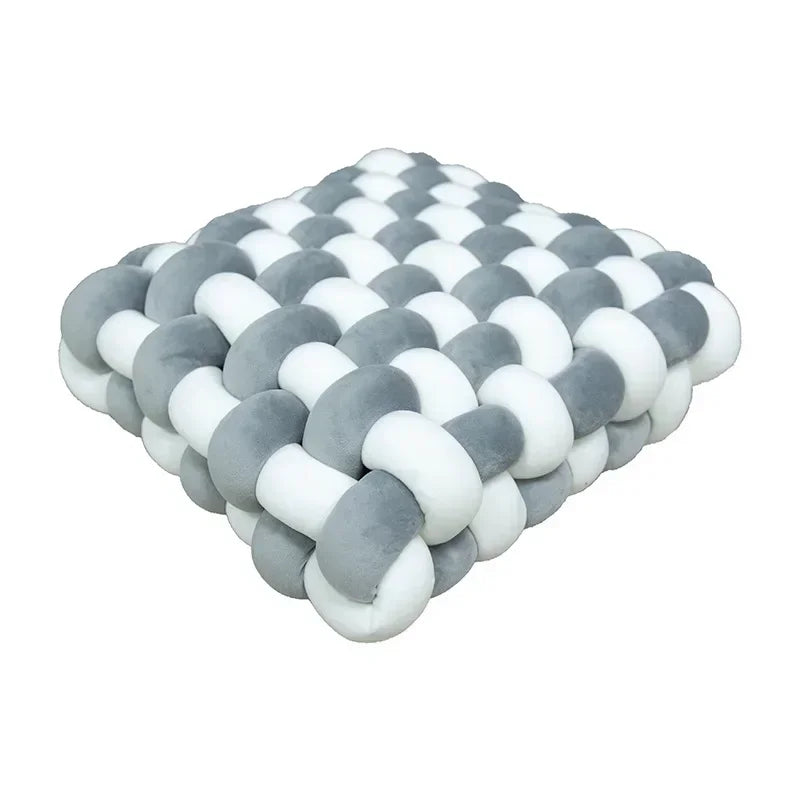 Knotted Square Cushion – Nordic Aesthetic Hand-Made Plush Pillow for Office Chair & Decorative Sleeping Back Support