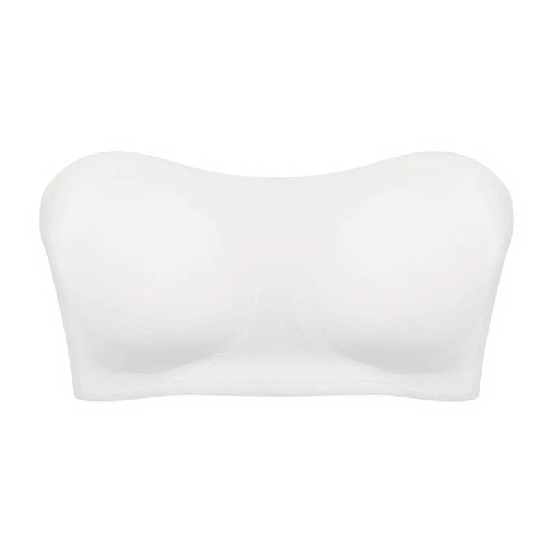 Women’s Strapless Push-Up Bra – Removable Padded Seamless Ice Silk Top, Invisible Anti-Slip Off-Shoulder Bra