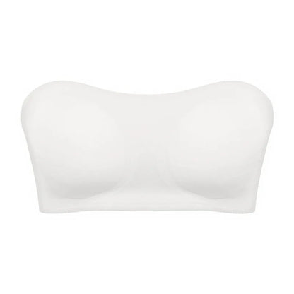 Women’s Strapless Push-Up Bra – Removable Padded Seamless Ice Silk Top, Invisible Anti-Slip Off-Shoulder Bra