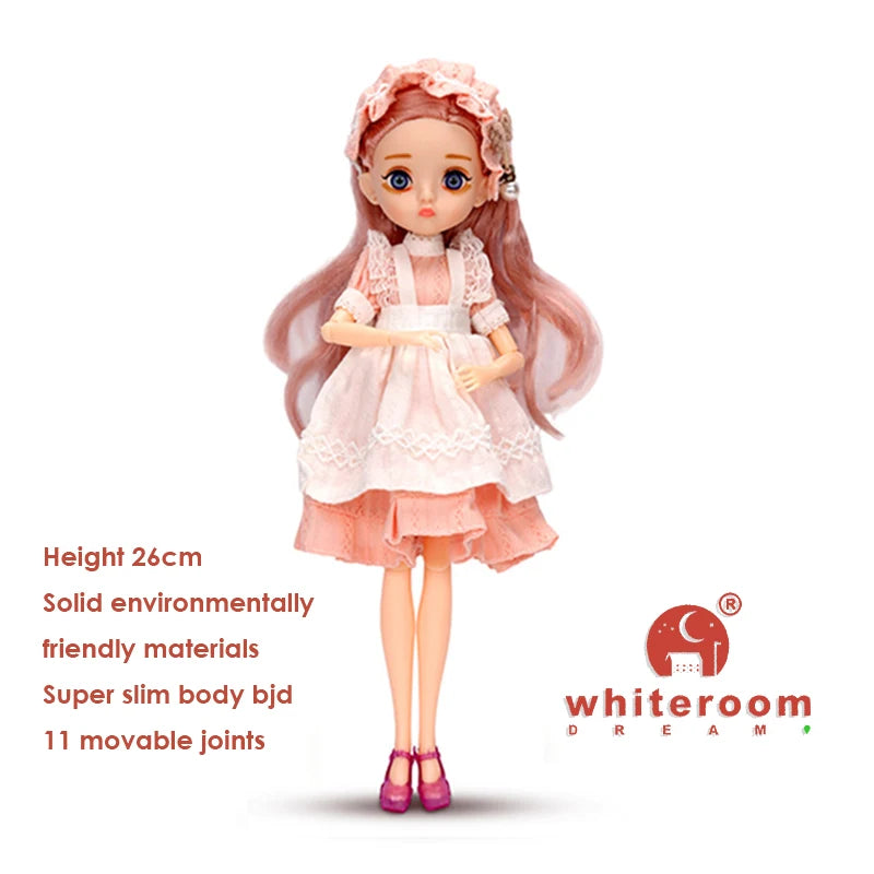 26cm BJD Doll for Girls – Purple Hair Fashion Princess with Big Eyes & Accessories Gift