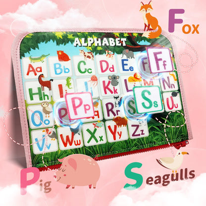 TUNJILOOL Montessori Busy Board – Early Educational Toy for Toddlers, Felt Cloth Story Book, 3D Shape & Color Match