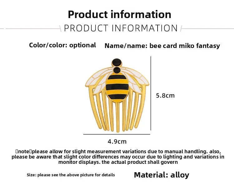 Miraculous Ladybug Queen Bee Hair Comb Clip - Cute Gold Kawaii Side Hair Accessory and Fan Gift