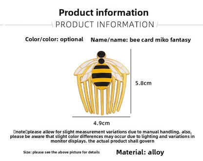 Miraculous Ladybug Queen Bee Hair Comb Clip - Cute Gold Kawaii Side Hair Accessory and Fan Gift