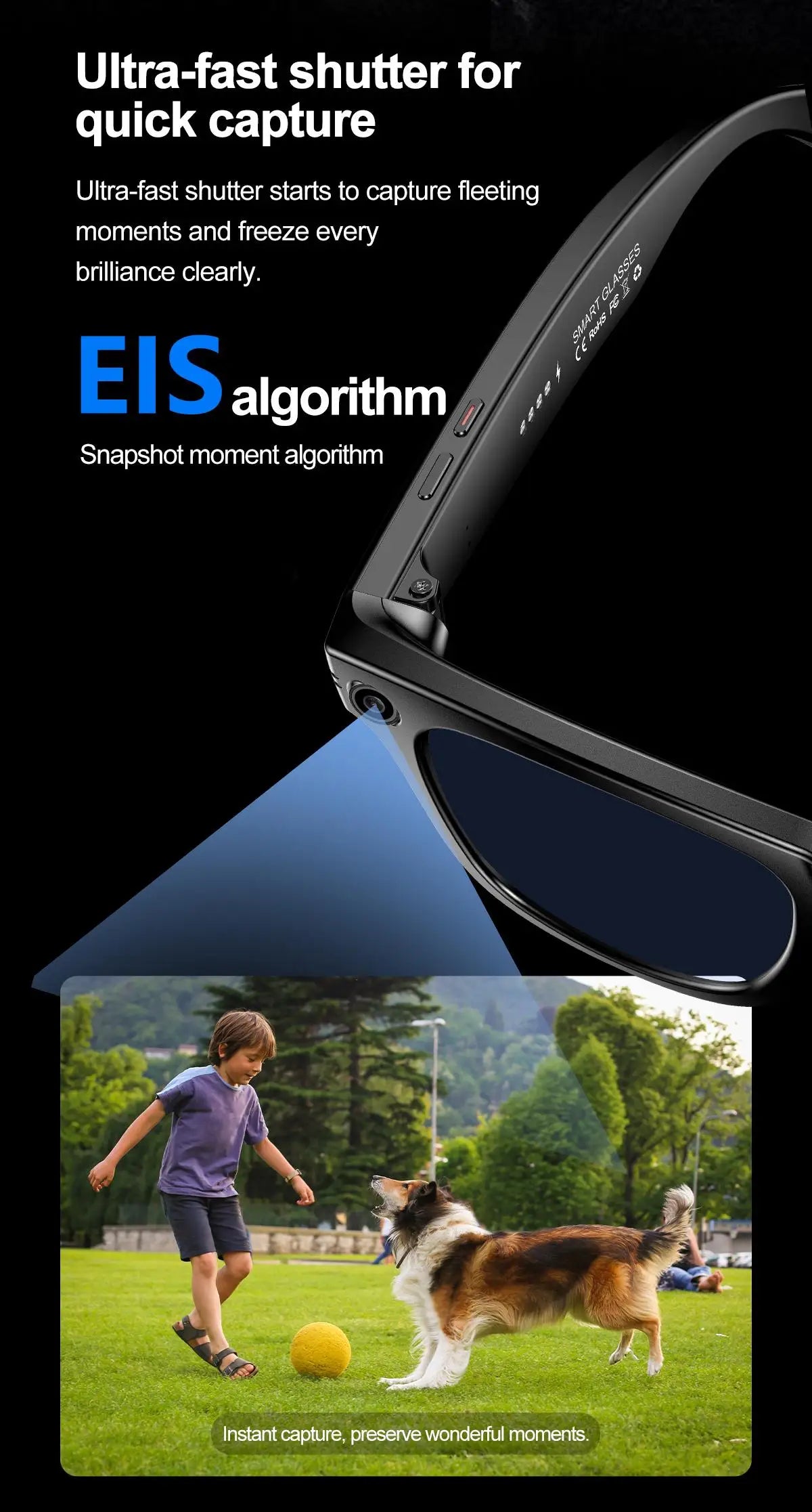Smart Bluetooth Glasses for Men & Women — AI Translator 140 Languages, Anti-Blue Light, Camera & Speaker for Travel and Meetings