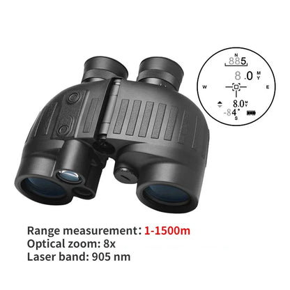 1500m Marine Binoculars for Adults – 8x40 with Rangefinder, Compass, IP65 Waterproof, UHD Field of View 8°