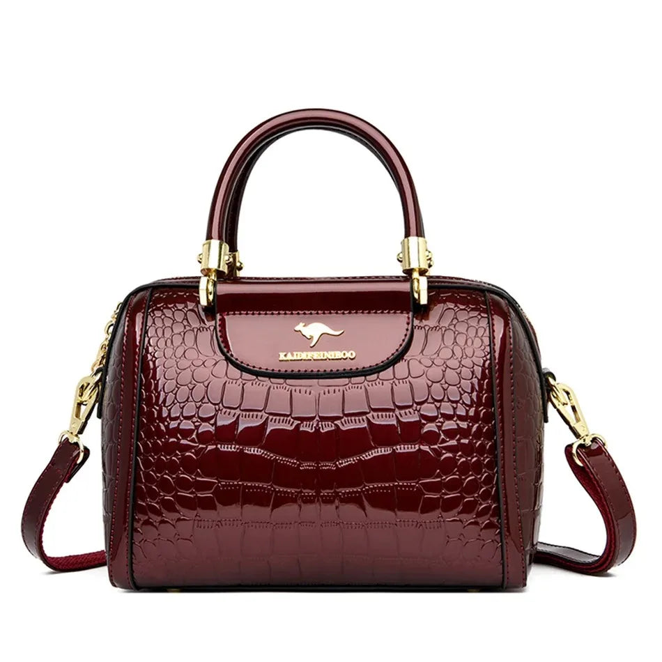 Women’s Soft Leather Luxury Handbag – Designer 3-Layer Large Capacity Shoulder & Crossbody Tote Bag