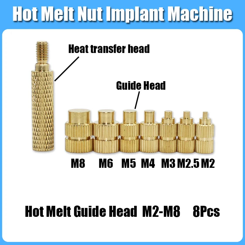 Heat Set Insert Kit for 3D Printing – M2–M6 Brass Threaded Nuts & Soldering Iron Tip for Plastic Insertion