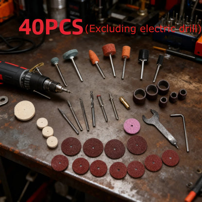 40-Piece Mini Rotary Tool Accessory Set - Electric Drill Grinding, Sanding & Polishing Bits for DIY Projects