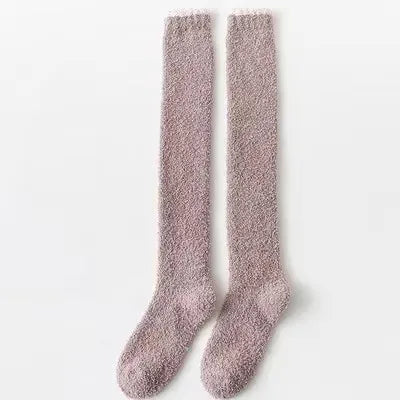 Winter Warm Coral Fleece Over-Knee High Socks for Women - Plush Soft Thigh-High Fun Socks, Home Sleepwear & Floor Socks