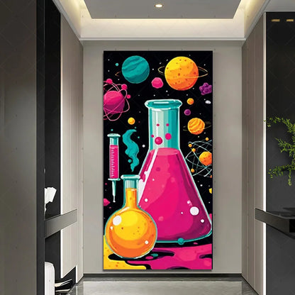 Chemistry Lab Door Cover Backdrop – Science Experiment Party Decoration & Photography Props with Laboratory Equipment Theme