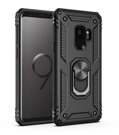 Shockproof Ring Holder Case with Stand – Protective Cover for Samsung Galaxy S9, S9 Plus, S8, S10 Plus, S20 Ultra, Note 8, Note 9, A50, A51, A70, A71