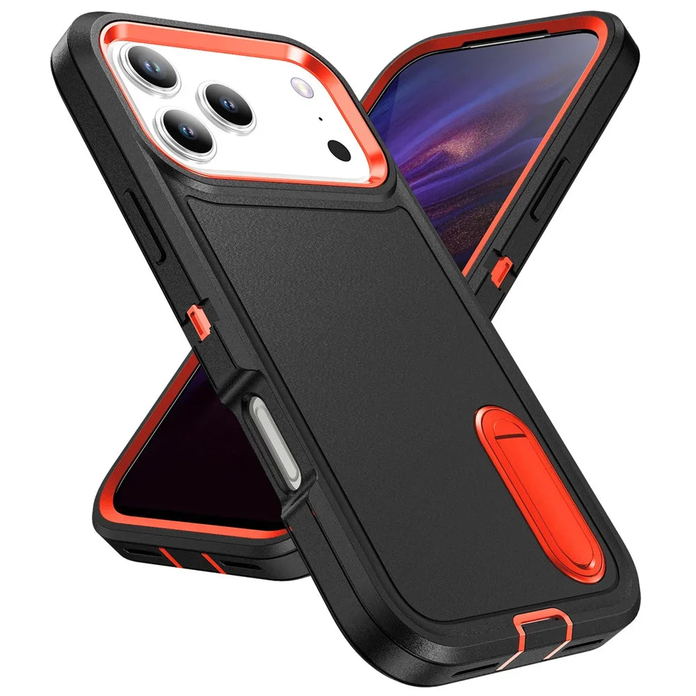 Heavy Duty Armor Phone Case for iPhone – Shockproof Stand Cover with Kickstand for iPhone 11 to 17 Series
