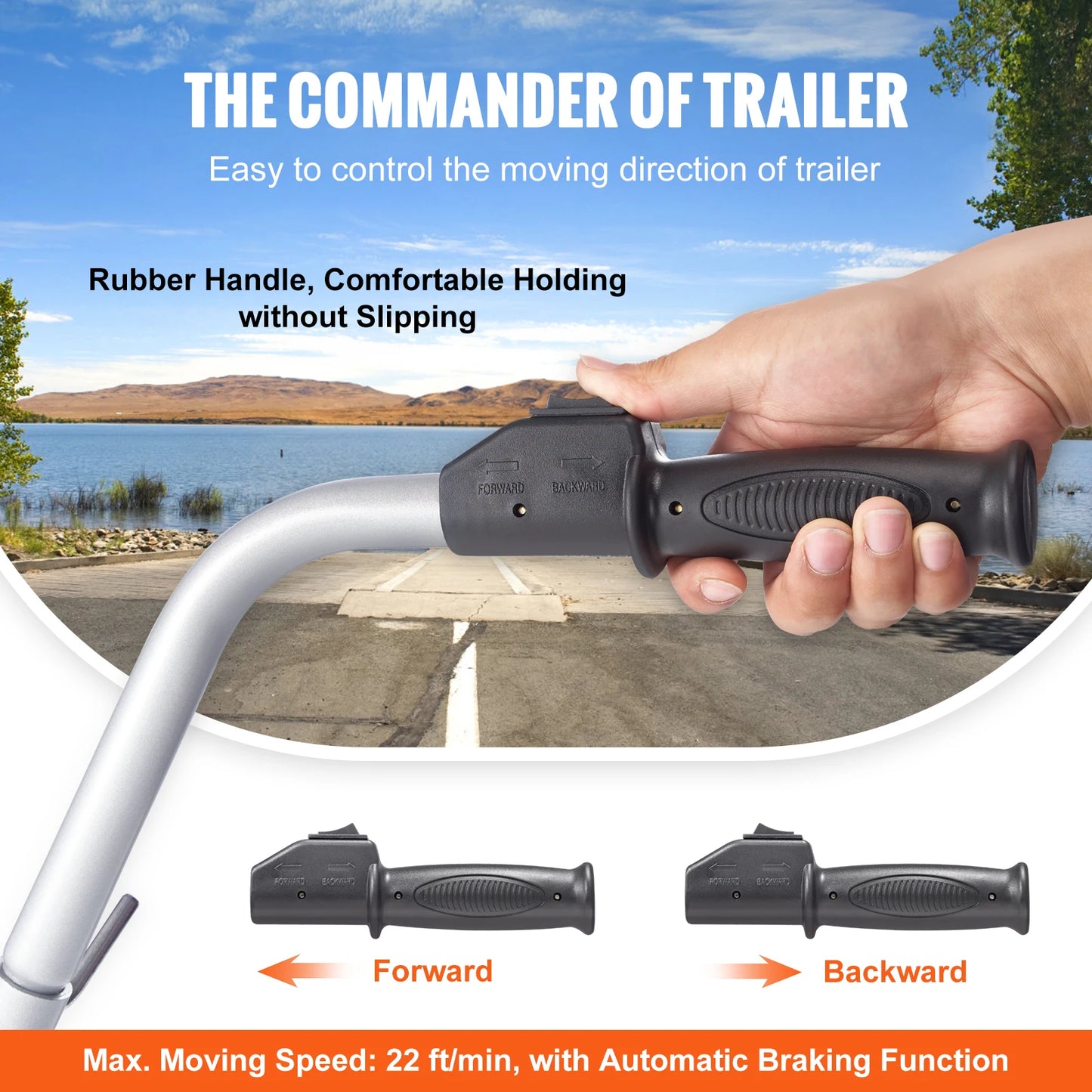 VEVOR 5000lbs Electric Trailer Dolly – 12V Jockey Wheel with 22 ft/min Speed & Adjustable Height for Caravan & Boat Moving