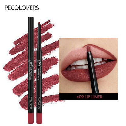 Waterproof Matte Lipliner Pencil – Long Lasting Red Contour Tint, Non-Stick & Moisturizing Lipstick in 12 Colors
