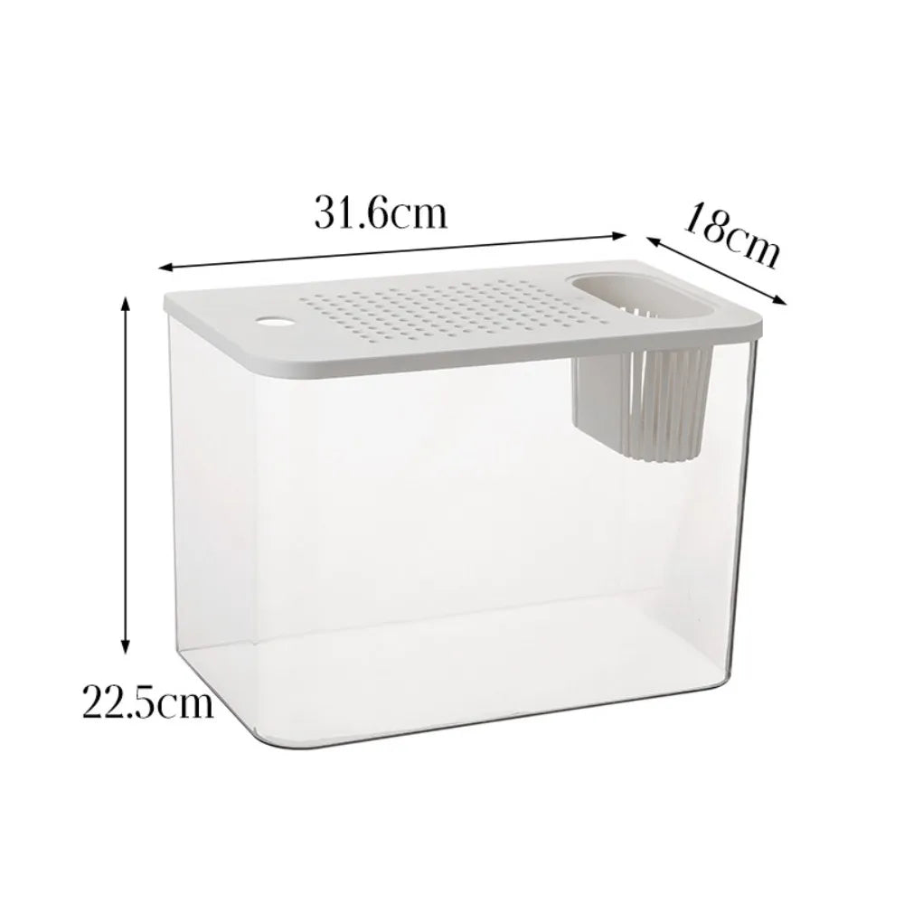 PET+ABS Transparent Fish Tank with Lid – Drop-Resistant Aquarium & Hydroponic Turtle Tank for Home