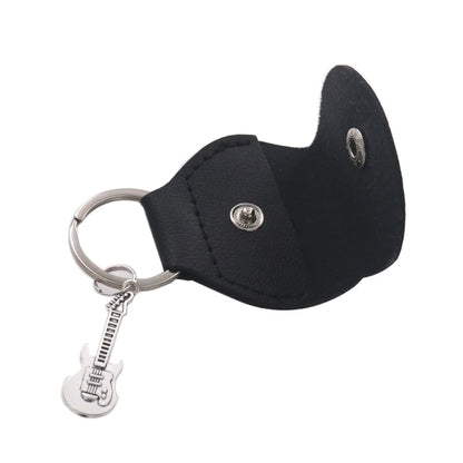 G92F Guitar Plectrum Holder — Leather Pick Case with Keychain & Small Pendant for Guitar Players