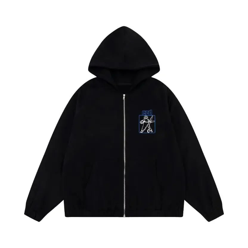 Washed Casual Hoodie Sweatshirt — Unisex Loose-Fit Street Style Crew Neck with Lip Print Letter Design, Vintage Comfortable Top