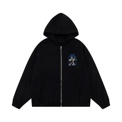 Washed Casual Hoodie Sweatshirt — Unisex Loose-Fit Street Style Crew Neck with Lip Print Letter Design, Vintage Comfortable Top