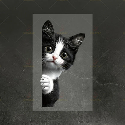 Peeking Cat Car Stickers - Waterproof Cartoon Vinyl Decals for Windows, Motorcycles & Vehicles
