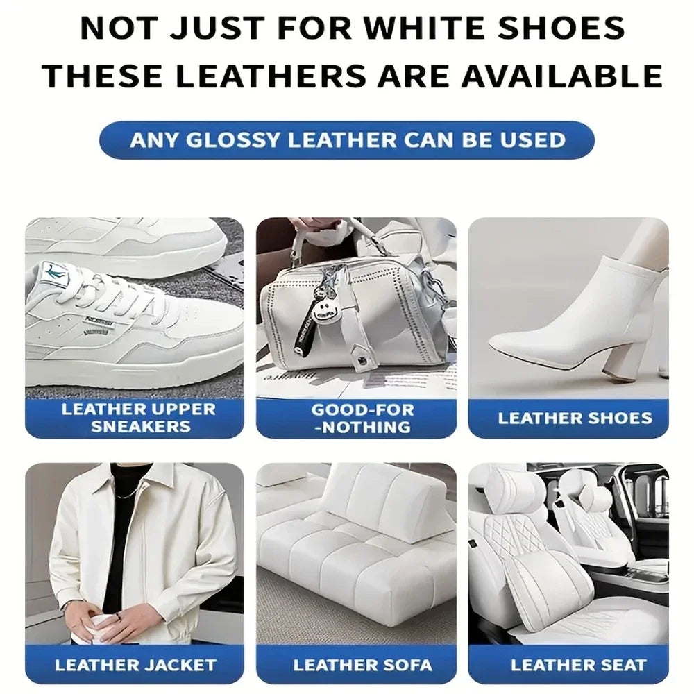 White Leather Shoe Recoloring Paste 35g - Sneaker Edge Touch-Up Balm with Brush for Stains, Scratches, and Oxidation Marks