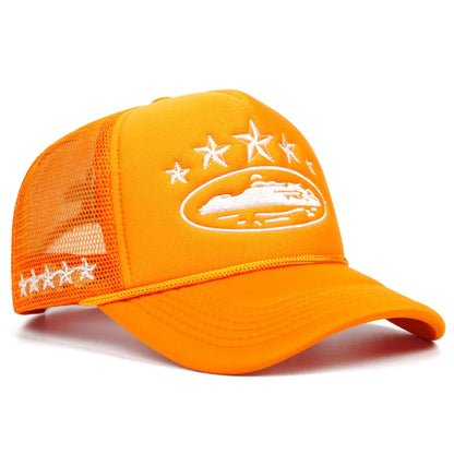 Unisex Print Mesh Trucker Cap - Hip Hop Streetwear Snapback Hat with Breathable Sunshade Design