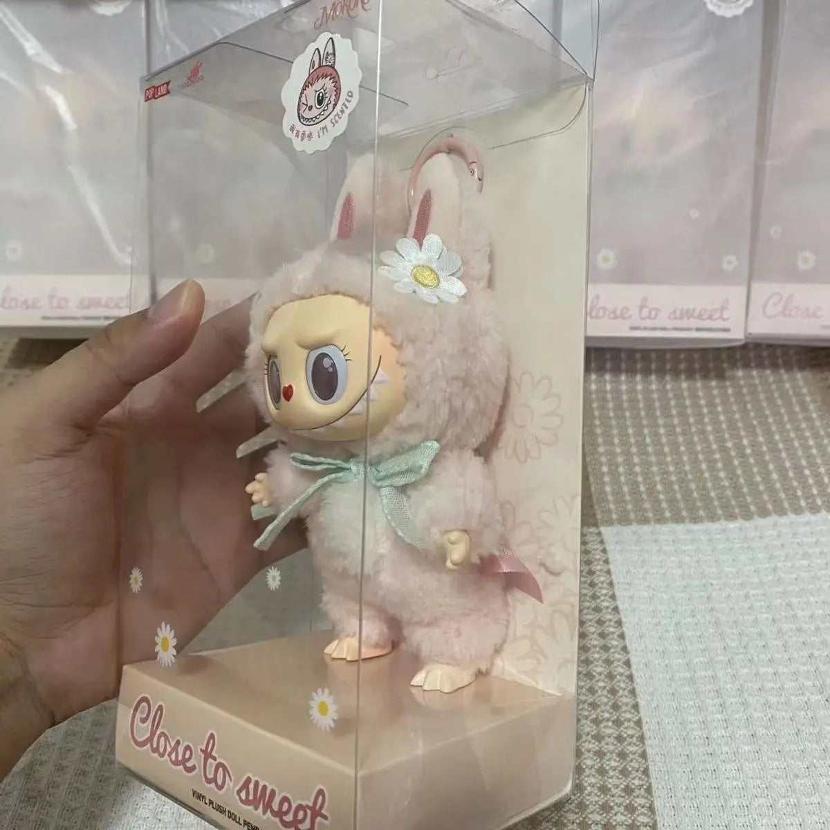 Mokoko Sweetheart Pink Labubu Doll Pendant — Cute 1:1 Replica Ornament, Christmas Gift for Kids