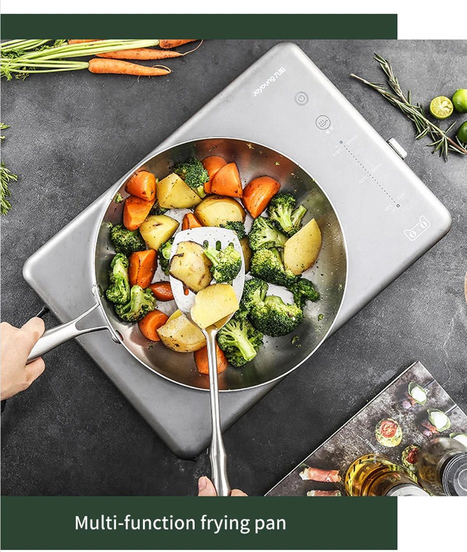 304 Stainless Steel Frying Pan – Non-Stick Skillet for Steak, Gas & Induction Cooking