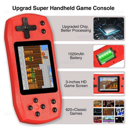 Retro Handheld Game Console | Portable Player with 620 Built-in Classic Games & Rechargeable Battery