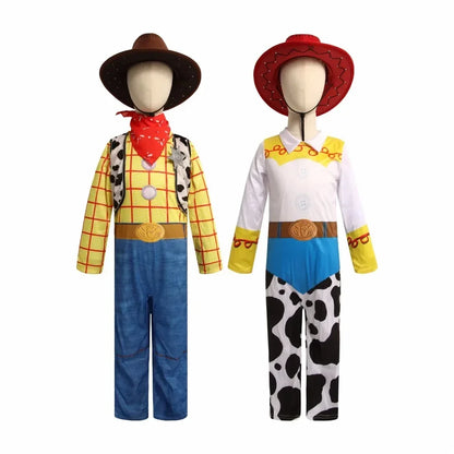 Jessie Cowgirl Cosplay Jumpsuit - Full Costume Set with Hat for Halloween & Party Role Play