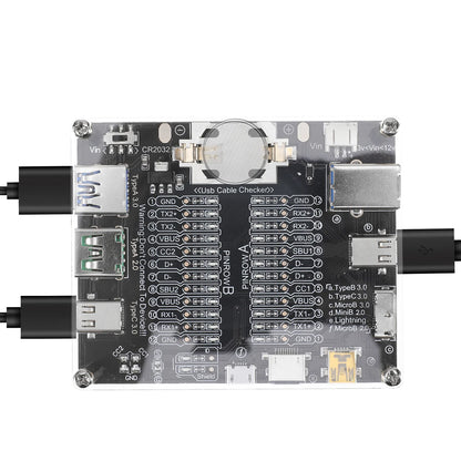 USB Cable Tester – Type-C, Type-B, Micro Short Circuit and Data Anomaly Detection Test Board for iOS & Android