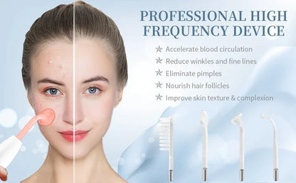 4-in-1 Handheld Electric Facial Therapy Wand – High Frequency Skin Beauty Tool for Acne Treatment and Skin Care