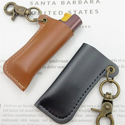 Vintage PU Leather Lighter Holster Keychain – Portable Protective Sleeve for Men’s Lighters & Everyday Carry Accessory
