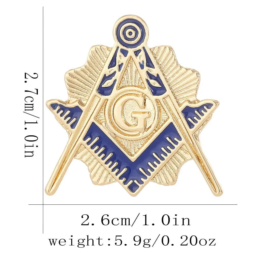 Vintage Masonic Emblem Brooch - Hollow Freemason Symbol Pin Badge for Collectors