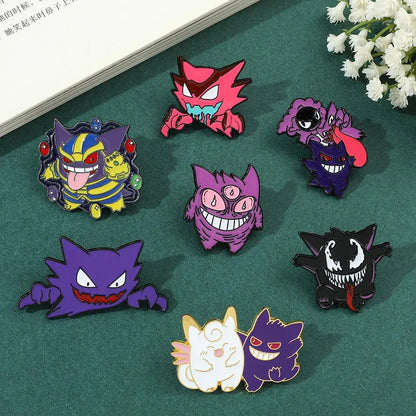 Gengar Cartoon Enamel Brooch — Anime Lapel Pin for Backpack Accessories, Fan Collection & Jewelry Gift