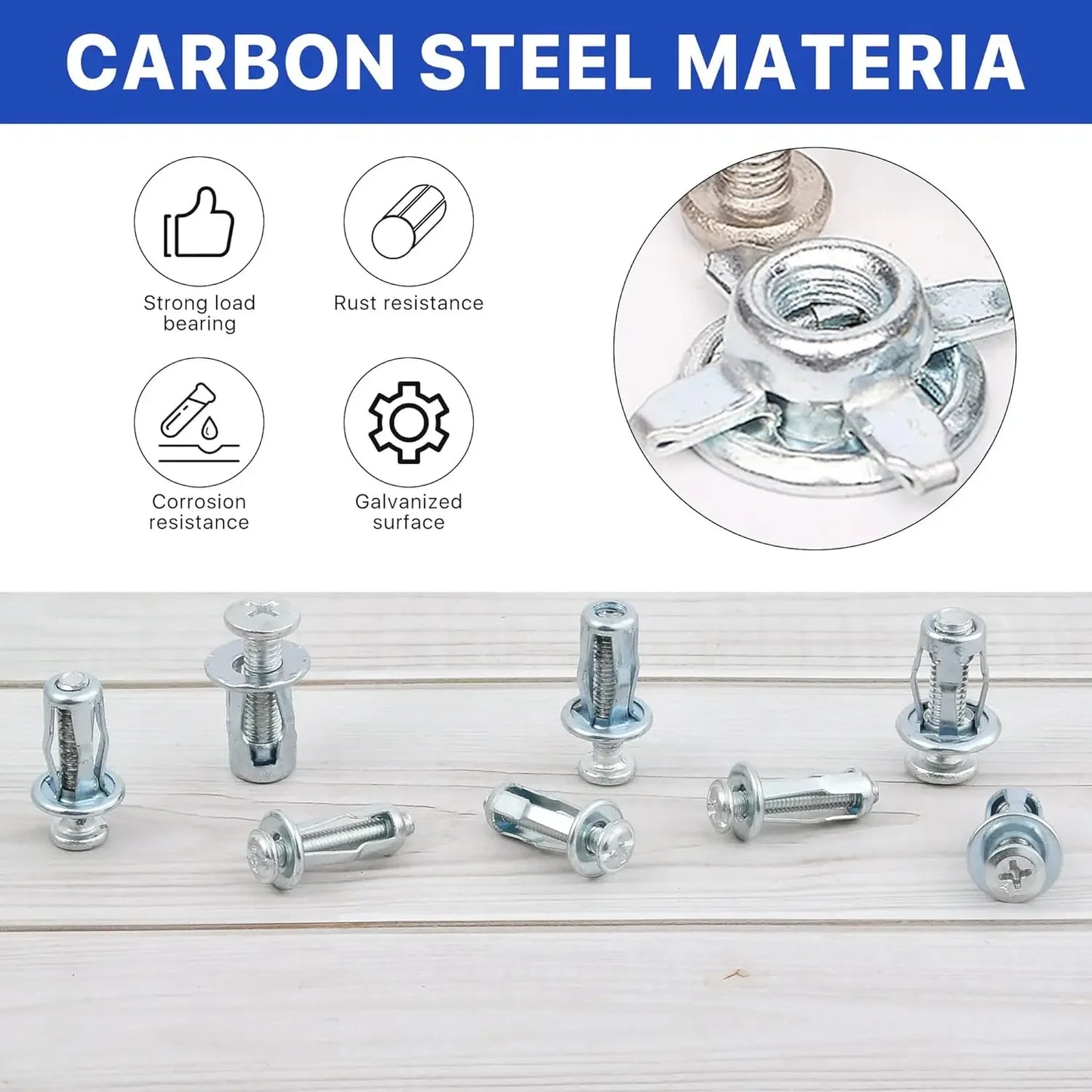Petal Screw Jack Nuts & Expansion Plugs – Curtain Clamp, Rivet Lock Bolt, and Wall Fasteners