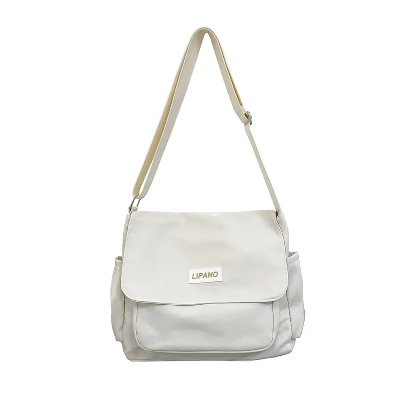 Men’s Nylon Messenger Bag - Trendy Solid Color Crossbody Shoulder Bag for School & Everyday Use
