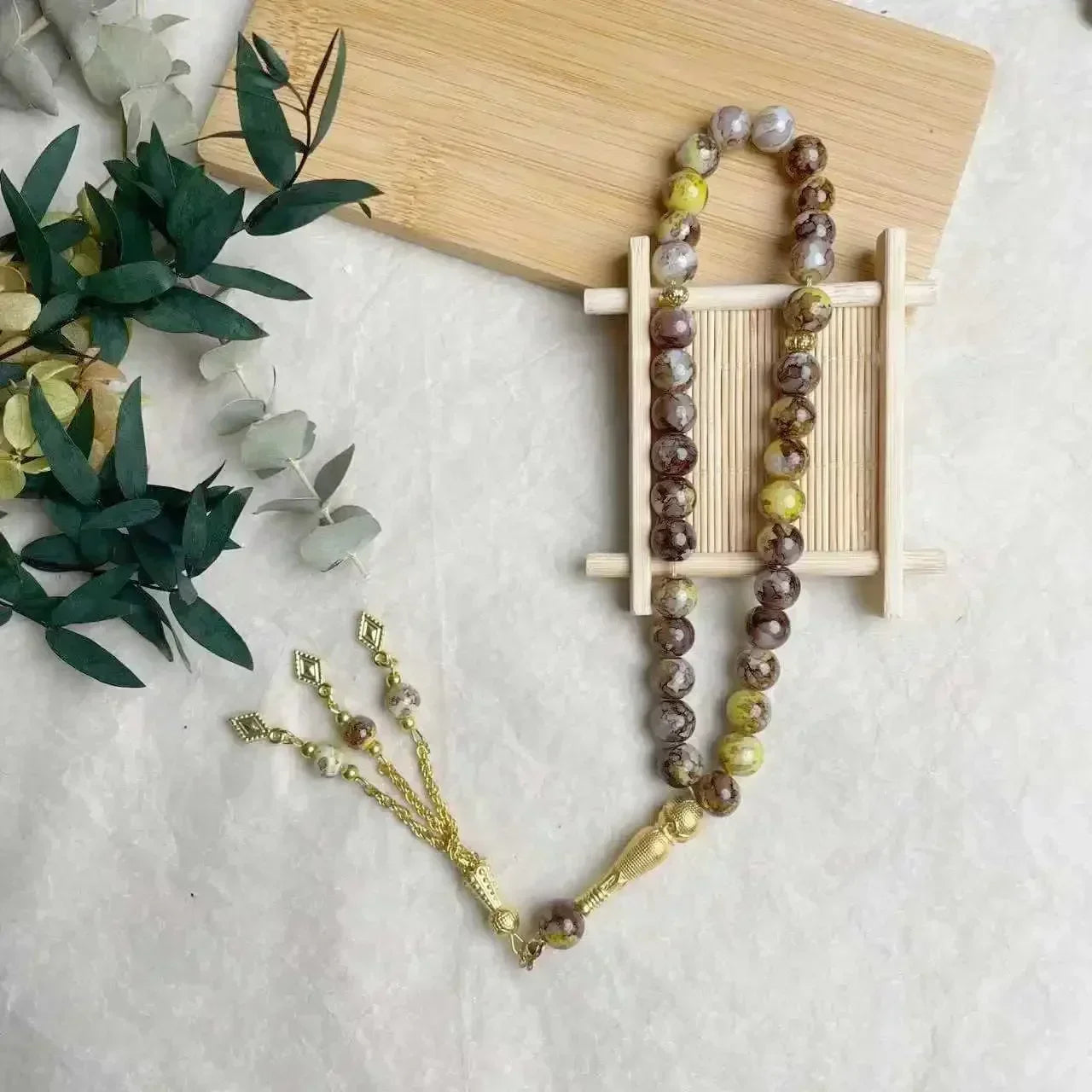 10mm 33pcs Glass Tassel Islamic Rosary Bracelet – Turkish Muslim Tasbih Prayer Beads Jewelry for Women Allah Mohammed Spiritual Gift