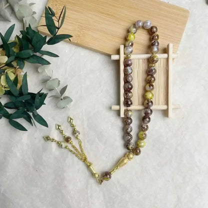 10mm 33pcs Glass Tassel Islamic Rosary Bracelet – Turkish Muslim Tasbih Prayer Beads Jewelry for Women Allah Mohammed Spiritual Gift