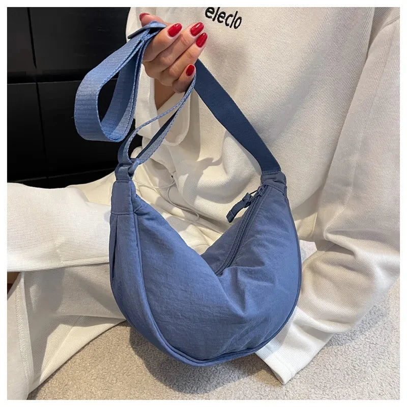 Women’s Nylon Hobo Shoulder Bag - Large-Capacity Half-Moon Crossbody Messenger Bag for Travel and Everyday Use