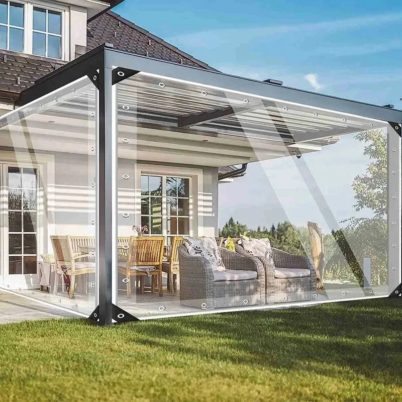 99.9% Transparent PVC Tarpaulin – Waterproof, Windproof Balcony Fence Screen & Clear Rainproof Tarp Cover