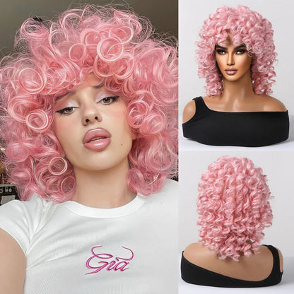 Short Wavy Green Synthetic Wig for Women – Green Cosplay Bob Wig with Bangs, Lolita Party Hair, Heat-Resistant Natural Fake Hair