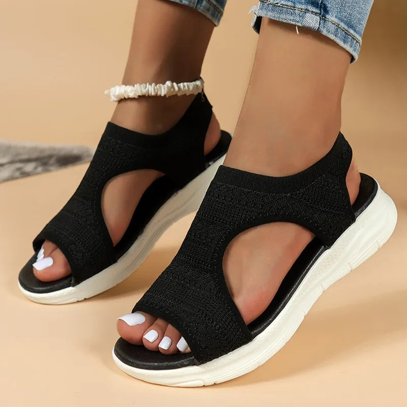 2025 Summer Women’s Casual Sports Sandals – Comfortable Mesh Wedge Beach & Roman Sandals