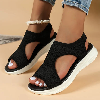 2025 Summer Women’s Casual Sports Sandals – Comfortable Mesh Wedge Beach & Roman Sandals